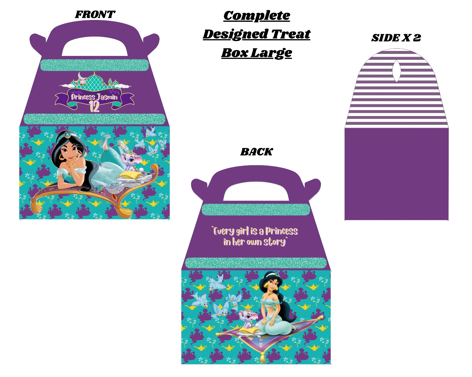 Personalised Cherished Moments treat box design with themed labels